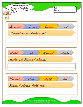 k sesi Grubu Çalışma Sayfaları